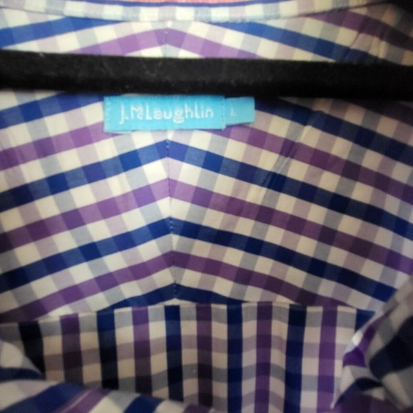J McLaughlin Mens Collis Classic Fit Shirt Large Purple Blue Denver Luxury Work - Picture 2 of 5